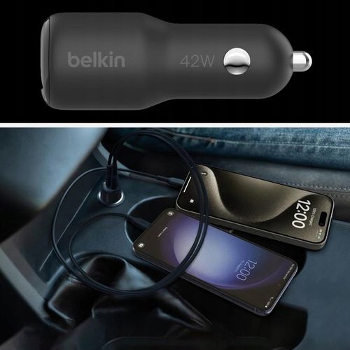 Belkin Ładowarka samochodowa - USB-C PD 3.0 3A PPS 30W + USB-A 12W, mała na Arena.pl