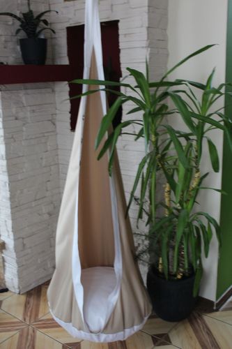 HUŚTAWKA HAMAK KOKON beżowy z białą lamówką na Arena.pl