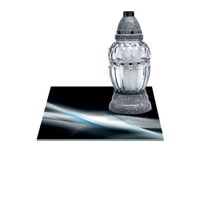 SZKLANA PODSTAWKA POD ZNICZE Z DEDYKACJĄ 30x30cm Popiel 125f