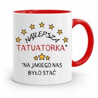 Dla Tatuażystki Tatuażysty Kubek Czerwony Prezent Z Nadrukiem Ze Zdjęciem