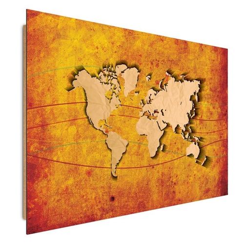 Deco Panel, Pomarańczowa mapa świata 80x60 na Arena.pl
