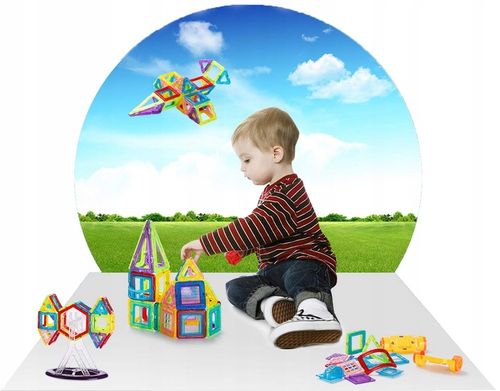 KLOCKI MAGNETYCZNE KONSTRUKCYJNE 3D EDUKACYJNE UKŁADANKA 106 el DLA DZIECI na Arena.pl