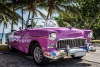 FOTOTAPETA SAMOCHÓD PLAŻA OCEAN PALMY 380x256