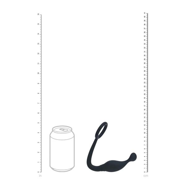 Silicone Cockring With Prostate Stimulator - M - Black zdjęcie 6