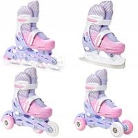 Rolki Łyżwy Wrotki Regulowane 4w1 RAVEN Loret Lila/Pink 30-33 Kółka LED