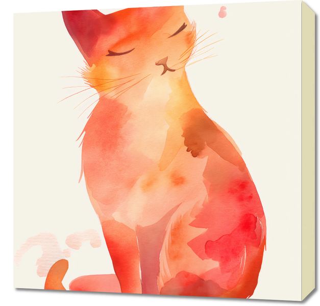 Obraz 60x60cm Akwarelowy Kot zdjęcie 1