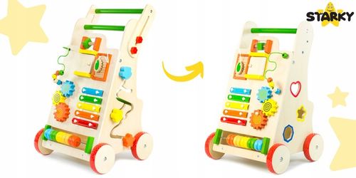 Prezent na roczek jeździk pchacz drewniany chodzik tablica manipulacyjna na Arena.pl