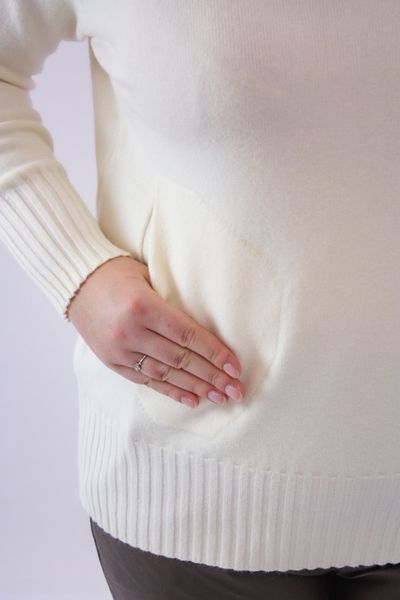 Sweter Golf z Kieszeniami Kremowy UNI zdjęcie 6