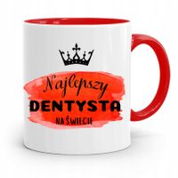 Kubek Czerwony Prezent Dentysty Najlepszy Dentysta Z Nadrukiem Ze Zdjęciem