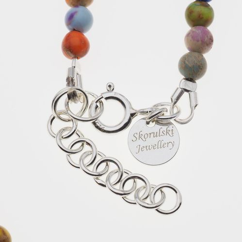 Naszyjnik - Jaspis cesarski kolorowy, słońce i srebro na Arena.pl