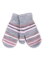 Rękawiczki dziewczęce jednopalczaste dwuwarstwowe w paski 16 YOCLUB