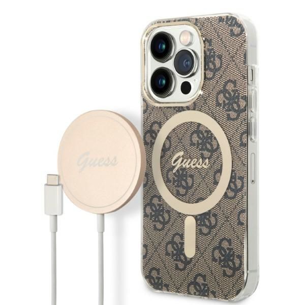 Etui Guess do iPhone 14 Pro Max, Brązowy, MagSafe zdjęcie 1