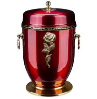 Piękna czerwona metalowa urna kremacyjna na prochy