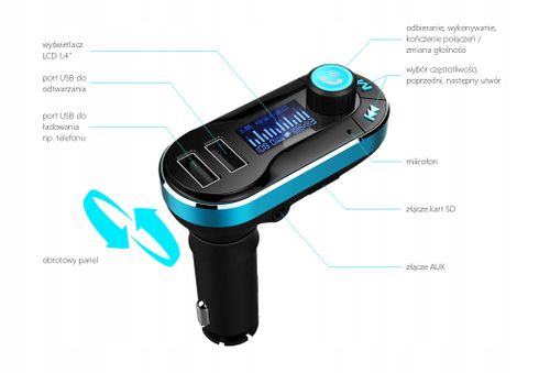 TRANSMITER FM PEIYING 2x USB BLUETOOTH MP3 LCD SD na Arena.pl