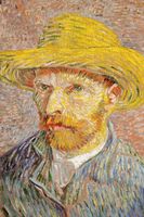 Plakat 20x30cm Self-Portrait with a Straw Hat, Van Gogh Vintage