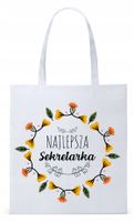 Dla Sekretarki Na Prezent Torba Eco Biała Shopper Z Nadrukiem Ze Zdjęciem