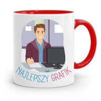 Kubek Czerwony Prezent Dla Najlepszego Grafika Z Nadrukiem Ze Zdjęciem