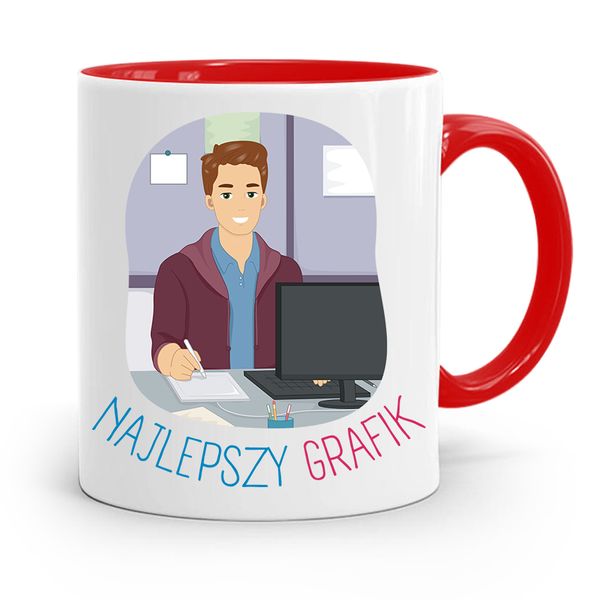 Kubek Czerwony Prezent Dla Najlepszego Grafika Z Nadrukiem Ze Zdjęciem zdjęcie 1