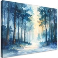 Obraz do salonu sypialni biura, Mglisty Las Pastelowy Krajobraz