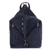 VERA PELLE plecak damski zamszowy elegancki z ćwiekami V409 granatowy