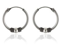 KOLCZYKI OKSYDOWANE SREBRNE KÓŁKA KOŁA Z OZDOBĄ