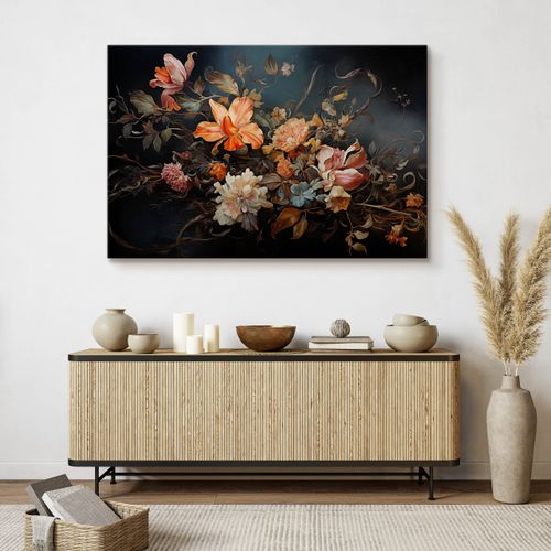 Obraz Do Salonu Tropikalne Kwiaty Liście Natura Abstrakcja 100cm x 70cm na Arena.pl