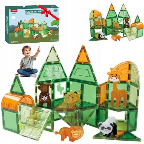 Klocki Magnetyczne Kreatywne Magnetic Tiles Konstrukcyjne Zoo 50 elementów na Arena.pl