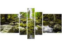 80CM 160CM OBRAZ 5 ELEM WODOSPAD ZIELENI DRUK ŚCIENNY