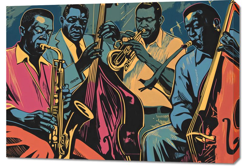 Obraz 100x70cm Jazzmani w Gazie zdjęcie 1