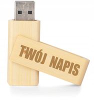 GRAWEROWANY PENDRIVE reklamowy LOGO FIRMY NAPIS Pamięć USB bambusowa 5 szt