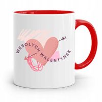 Kubek Czerwony Na Walentynki Wesołych Walentynek Z Nadrukiem Ze Zdjęciem