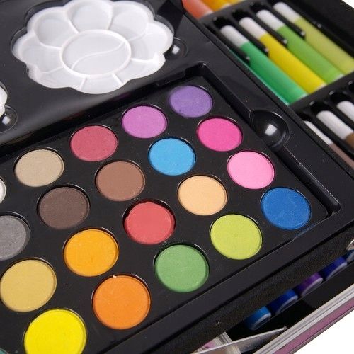 Duży Zestaw Artystyczny w Walizce 145 Elementów Kredki Farby na Arena.pl