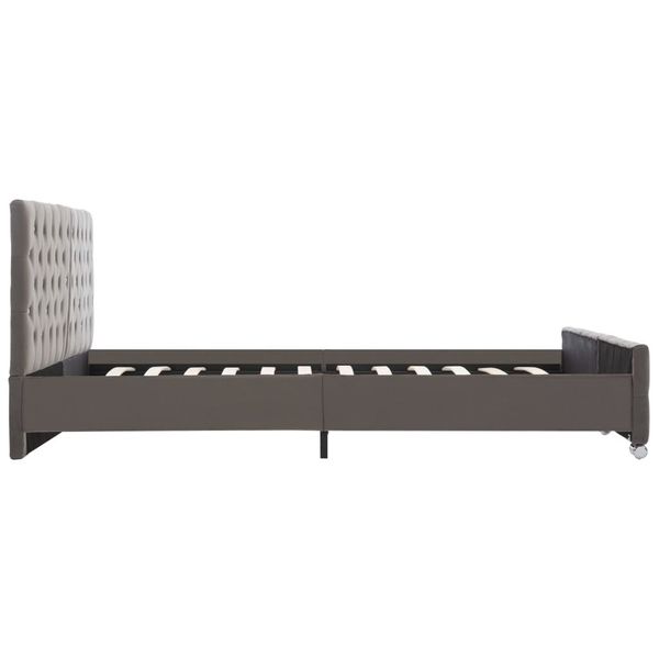 Emaga Rama łóżka, szara, tapicerowana aksamitem, 180x200 cm zdjęcie 5