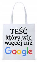 Dla Teścia Taty Prezent Torba Eco Biała Shopper Z Nadrukiem Ze Zdjęciem