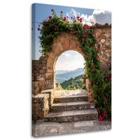 Obraz do salonu sypialni kuchni biura, Kamienny łuk schody kwiaty