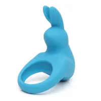 happy rabbit blue - wibrujący pierścień silikonowy, 12 trybow, usb