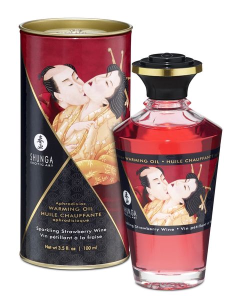 Shunga - Aphrodisiac Oil Sparkling Strawberry Wine 100 Ml zdjęcie 1