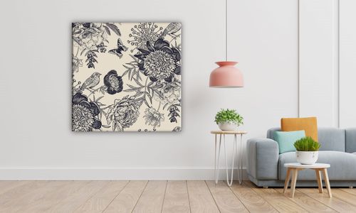 OBRAZ NA PŁÓTNIE 012 Czarne kwiaty 40x40cm na Arena.pl