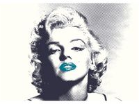 50X70CM MARILYN MONROE TURKUSOWYMI USTAMI OBRAZ POKOJU DREWNINE