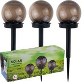 Lampy Led Solar 3Szt. Wbijane Kule Słupek Zestaw Lamp Solarnych Czujnik