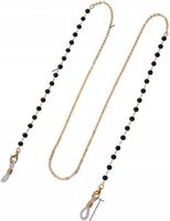 Damski Łańcuszek Ozdobny Do Okularów Czarny Złoty