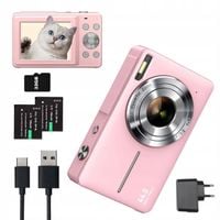 APARAT FOTOGRAFICZNY CYFROWY HD 1080P 16X ZOOM OPTYCZNY RÓŻOWY Z KARTA 32GB