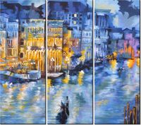 90CM 80 OBRAZ 3 ELEM WENECJA NOCĄ ŚCIENNY