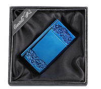 Metalowa Zapalniczka Żarowa z Czerwonym Płomieniem Niebieska na Prezent