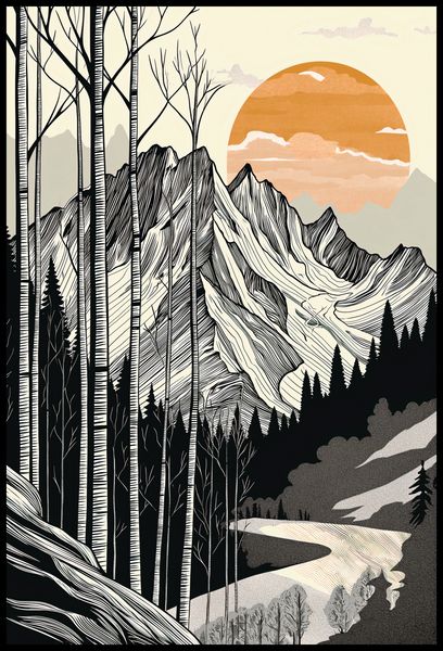 Plakat 68x101cm Drzeworys Górski zdjęcie 2