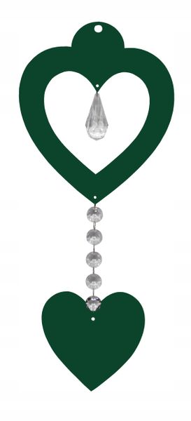 Z16b Zawieszka ozdoba ażur serce kryształ zielony zdjęcie 1