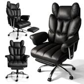 fotel biurowy obrotowy relax pro z podnóżkiem - ecoskóra czarny ko50cz