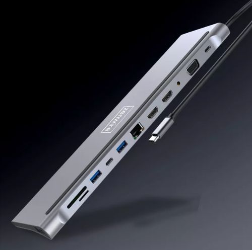 STACJA DOKUJĄCA HUB ADAPTER USB-C 12w1 RJ45 2x HDMI 4K ETHERNET VGA USB 3.0 na Arena.pl