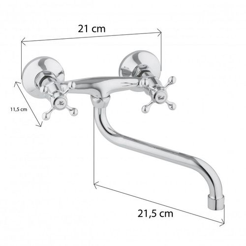 Bateria kuchenna ścienna kran obrotowy retro długa na Arena.pl