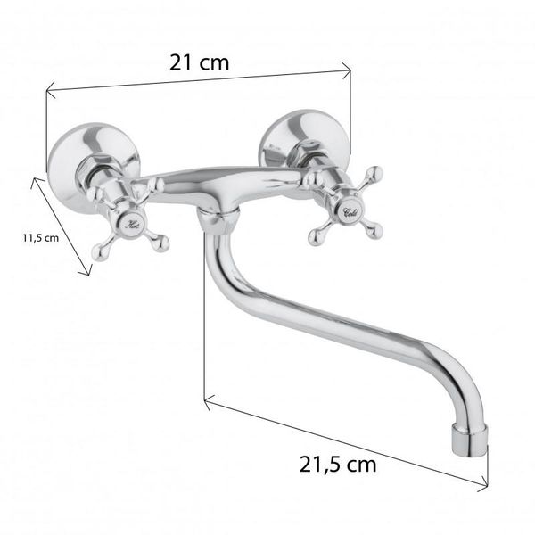 Bateria kuchenna ścienna kran obrotowy retro długa zdjęcie 5